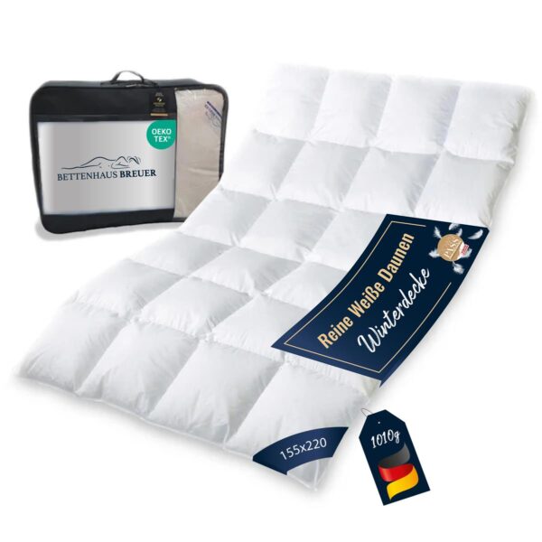 Daunendecke 100% neue Daunen Bettdecke 155x220 Daunenpass 1010g