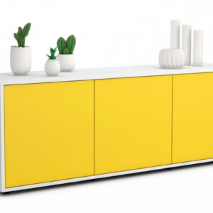 Lowboard Allegra | Korpus Weiß | Front in Gelb | 136x49x35cm (BxHxT)