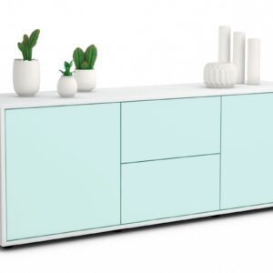 Lowboard Alma | Korpus Weiß | Front in Mint | 136x49x35cm (BxHxT)