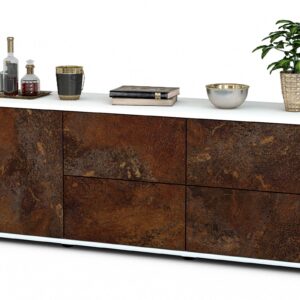 Lowboard Aloisia | Korpus Weiß | Front in Rost Optik | 136x49x35cm (BxHxT)