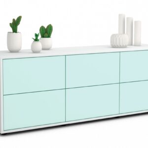 Lowboard Alva | Korpus Weiß | Front in Mint | 136x49x35cm (BxHxT)