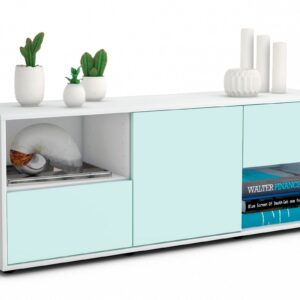 Lowboard Ambra | Korpus Weiß | Front in Mint | 136x49x35cm (BxHxT)