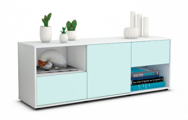 Lowboard Ambra | Korpus Weiß | Front in Mint | 136x49x35cm (BxHxT)