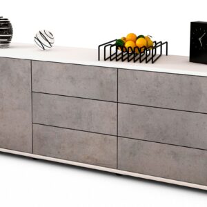 Lowboard Amedea | Korpus Weiß | Front in Beton Optik | 136x49x35cm (BxHxT)