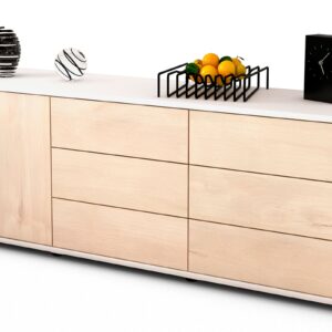 Lowboard Amedea | Korpus Weiß | Front in Zeder Holz Optik | 136x49x35cm (BxHxT)