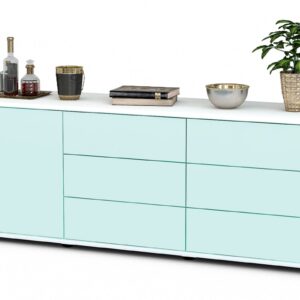 Lowboard Amedea | Korpus Weiß | Front in Mint | 136x49x35cm (BxHxT)