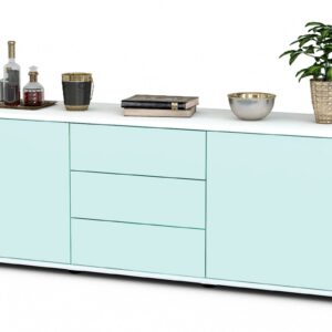 Lowboard Ameline | Korpus Weiß | Front in Mint | 136x49x35cm (BxHxT)
