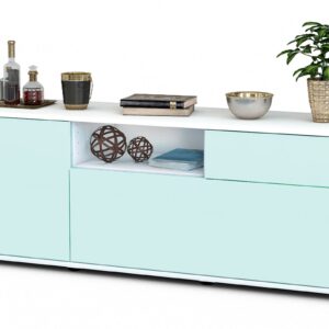 Lowboard Amila | Korpus Weiß | Front in Mint | 136x49x35cm (BxHxT)