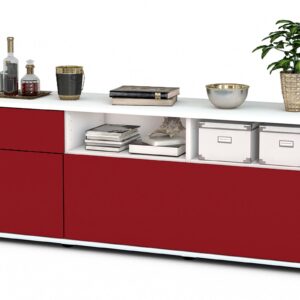 Lowboard Anais | Korpus Weiß | Front in Bordeaux | 136x49x35cm (BxHxT)