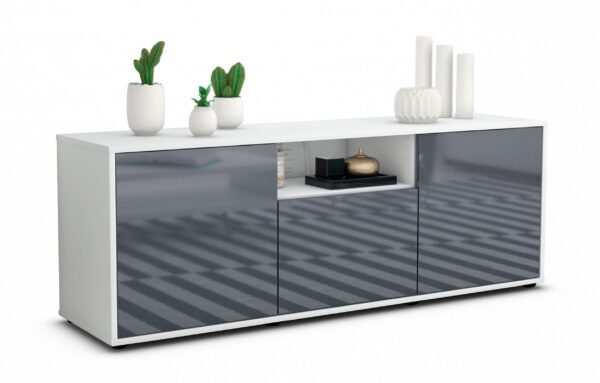 Lowboard Andreana, Grau (136x49x35cm)