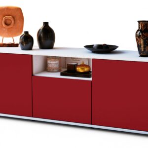 Lowboard Andreana | Korpus Weiß | Front in Bordeaux | 136x49x35cm (BxHxT)