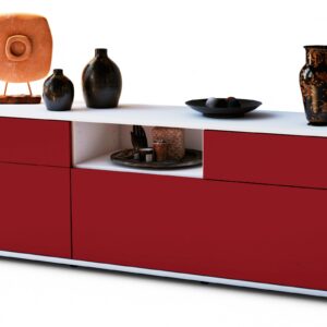 Lowboard Anita | Korpus Weiß | Front in Bordeaux | 136x49x35cm (BxHxT)
