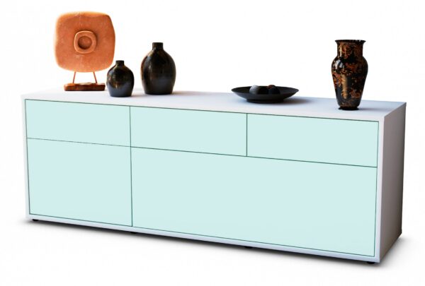 Lowboard Anjelika | Korpus Weiß | Front in Mint | 136x49x35cm (BxHxT)