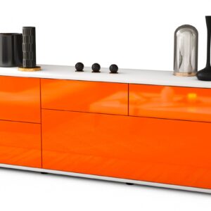 Lowboard Anna | Korpus Weiß | Front in Hochglanz Orange | 136x49x35cm (BxHxT)