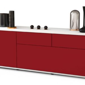 Lowboard Annabell | Korpus Weiß | Front in Bordeaux | 136x49x35cm (BxHxT)