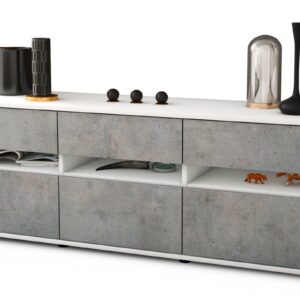 Lowboard Annalena | Korpus Weiß | Front in Beton Optik | 136x49x35cm (BxHxT)