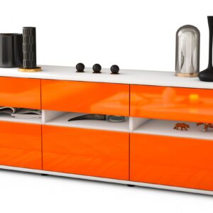 Lowboard Annalena | Korpus Weiß | Front in Hochglanz Orange | 136x49x35cm (BxHxT)
