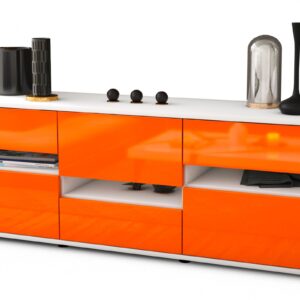Lowboard Annalisa | Korpus Weiß | Front in Hochglanz Orange | 136x49x35cm (BxHxT)