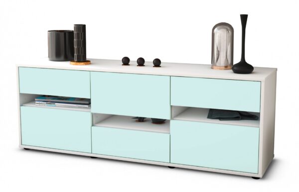 Lowboard Annalisa | Korpus Weiß | Front in Mint | 136x49x35cm (BxHxT)