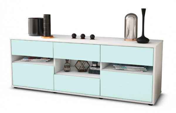 Lowboard Annamaria | Korpus Weiß | Front in Mint | 136x49x35cm (BxHxT)