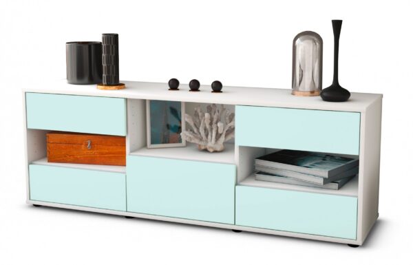 Lowboard Annunziata | Korpus Weiß | Front in Mint | 136x49x35cm (BxHxT)