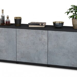 Lowboard Allegra | Korpus Anthrazit | Front in Beton Optik | 136x49x35cm (BxHxT)