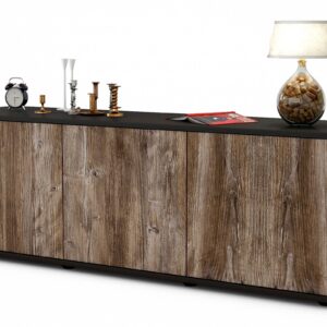 Lowboard Allegra | Korpus Anthrazit | Front in Treibholz Holz Optik | 136x49x35cm (BxHxT)