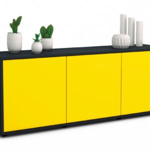 Lowboard Allegra | Korpus Anthrazit | Front in Gelb | 136x49x35cm (BxHxT)