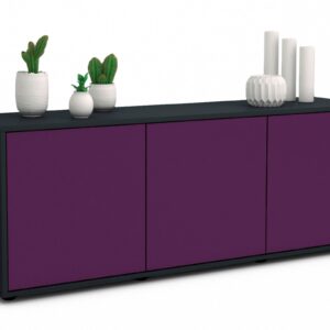 Lowboard Allegra | Korpus Anthrazit | Front in Lila | 136x49x35cm (BxHxT)