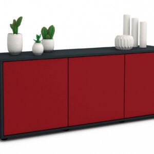 Lowboard Allegra | Korpus Anthrazit | Front in Bordeaux | 136x49x35cm (BxHxT)