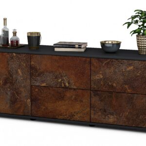 Lowboard Aloisia | Korpus Anthrazit | Front in Rost Optik | 136x49x35cm (BxHxT)