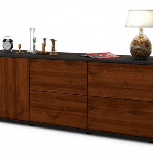 Lowboard Aloisia | Korpus Anthrazit | Front in Walnuss Holz Optik | 136x49x35cm (BxHxT)