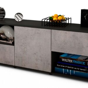 Lowboard Ambra | Korpus Anthrazit | Front in Beton Optik | 136x49x35cm (BxHxT)