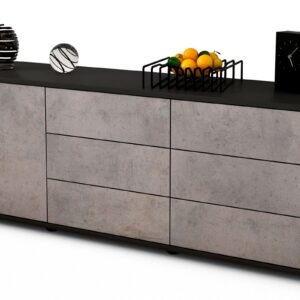 Lowboard Amedea | Korpus Anthrazit | Front in Beton Optik | 136x49x35cm (BxHxT)