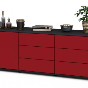 Lowboard Amedea | Korpus Anthrazit | Front in Bordeaux | 136x49x35cm (BxHxT)