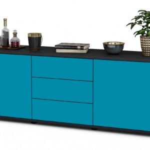 Lowboard Ameline | Korpus Anthrazit | Front in Türkis | 136x49x35cm (BxHxT)