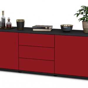 Lowboard Ameline | Korpus Anthrazit | Front in Bordeaux | 136x49x35cm (BxHxT)
