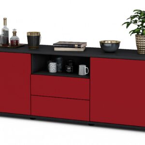 Lowboard Ameriga | Korpus Anthrazit | Front in Bordeaux | 136x49x35cm (BxHxT)