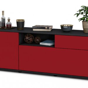 Lowboard Amila | Korpus Anthrazit | Front in Bordeaux | 136x49x35cm (BxHxT)