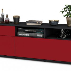 Lowboard Amisa | Korpus Anthrazit | Front in Bordeaux | 136x49x35cm (BxHxT)