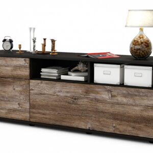 Lowboard Anais | Korpus Anthrazit | Front in Treibholz Holz Optik | 136x49x35cm (BxHxT)
