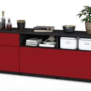 Lowboard Anais | Korpus Anthrazit | Front in Bordeaux | 136x49x35cm (BxHxT)