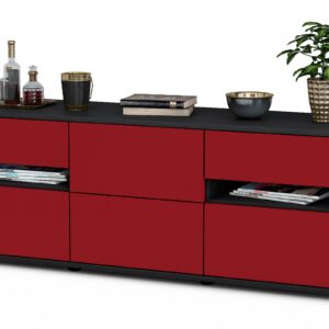 Lowboard Andrea | Korpus Anthrazit | Front in Bordeaux | 136x49x35cm (BxHxT)