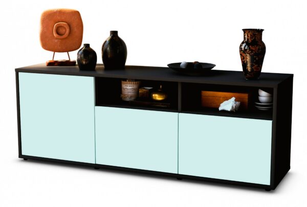 Lowboard Angelina | Korpus Anthrazit | Front in Mint | 136x49x35cm (BxHxT)