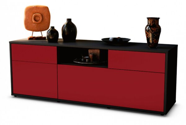 Lowboard Anita | Korpus Anthrazit | Front in Bordeaux | 136x49x35cm (BxHxT)