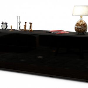 Lowboard Anjelika | Korpus Anthrazit | Front in Hochglanz Schwarz | 136x49x35cm (BxHxT)