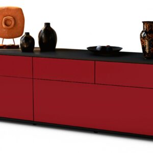 Lowboard Anjelika | Korpus Anthrazit | Front in Bordeaux | 136x49x35cm (BxHxT)