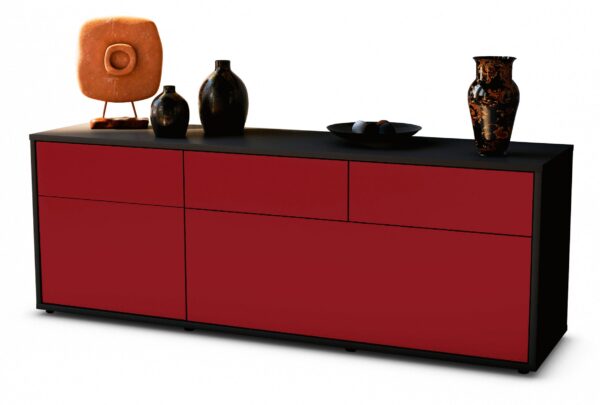 Lowboard Anjelika | Korpus Anthrazit | Front in Bordeaux | 136x49x35cm (BxHxT)