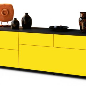 Lowboard Anna | Korpus Anthrazit | Front in Gelb | 136x49x35cm (BxHxT)
