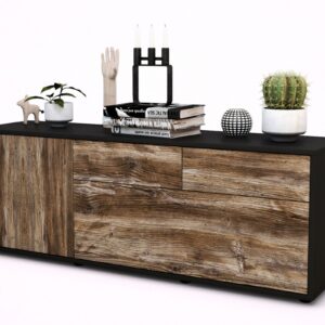 Lowboard Annabell | Korpus Anthrazit | Front in Treibholz Holz Optik | 136x49x35cm (BxHxT)